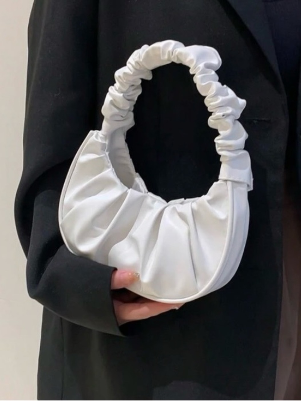 White Ruched Mini Purse